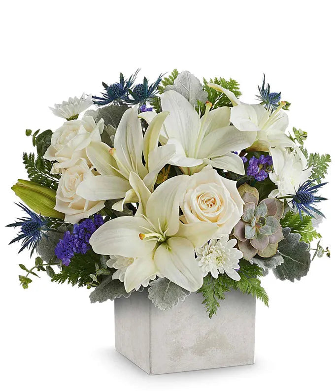 Classic White And Blue Floral Arrangement