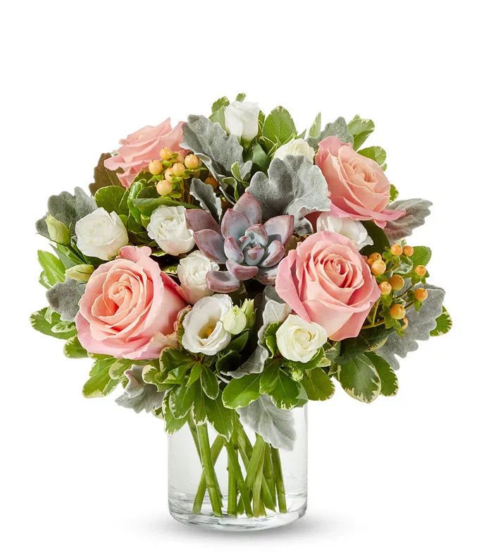 Soft Petals And Green Elegance Bouquet