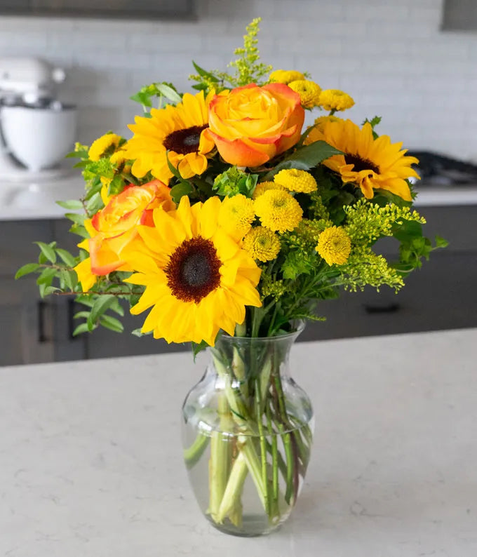 Brilliant Sunflower & Rose Bouquet 