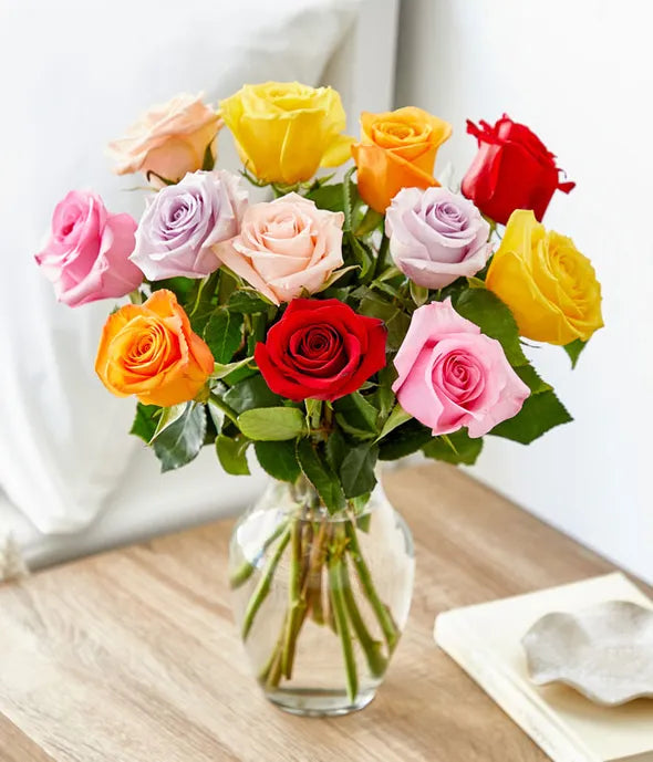 Hybrid Rainbow Roses Rainbow Roses Bouquet | Mixed Roses Bouquet For You