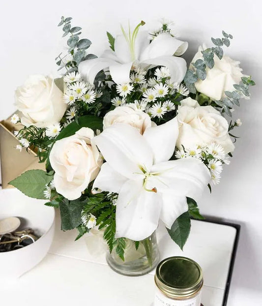 With All Our Sympathy Lily Arrangement 