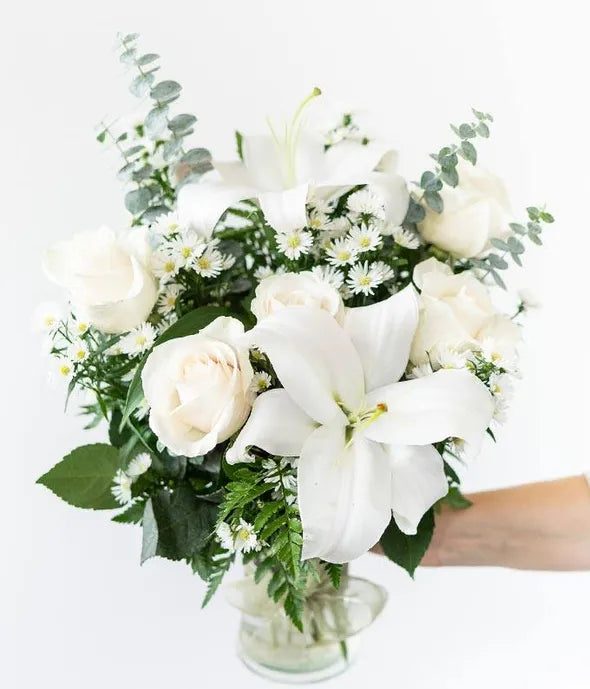 With All Our Sympathy Lily Arrangement 