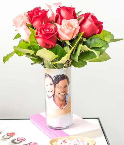 One Dozen Red and Pink Roses 