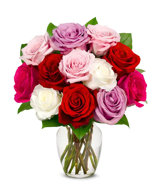 One Dozen Assorted Sweetheart Roses 