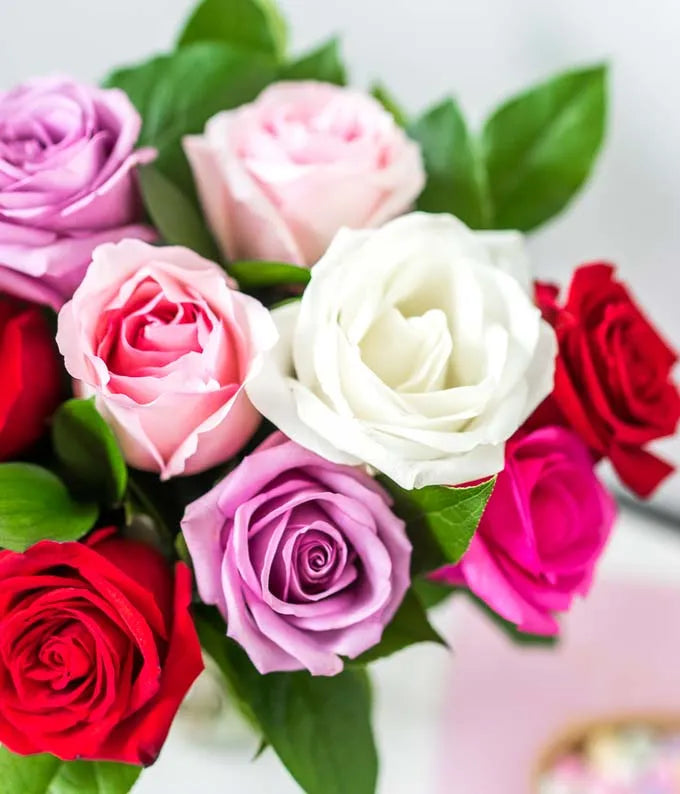 One Dozen Assorted Sweetheart Roses 