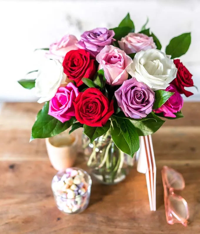 One Dozen Assorted Sweetheart Roses 