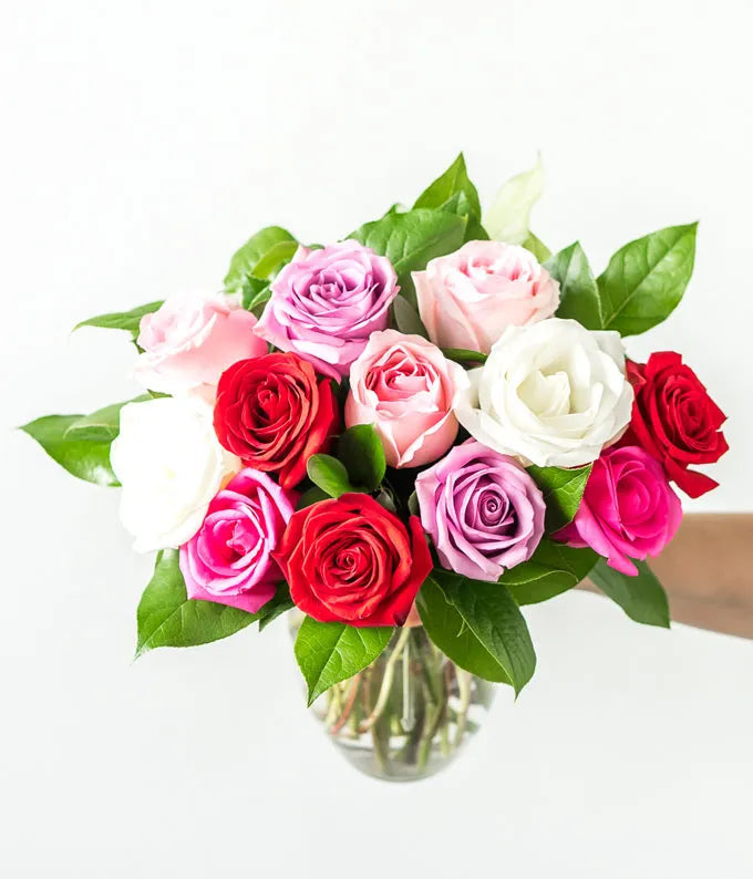One Dozen Assorted Sweetheart Roses 