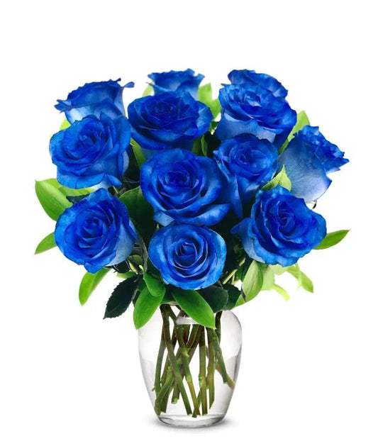 One Dozen Blue Roses 