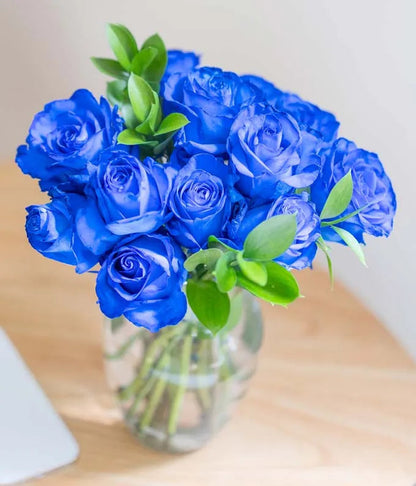 One Dozen Blue Roses 