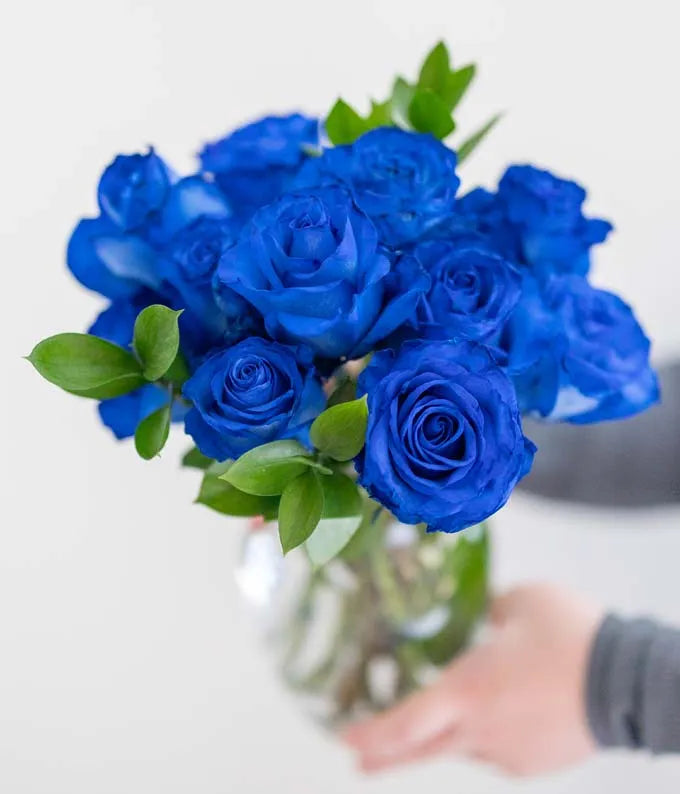 One Dozen Blue Roses 