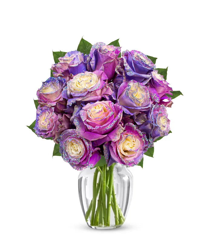Purple Pastel Glitter Roses 