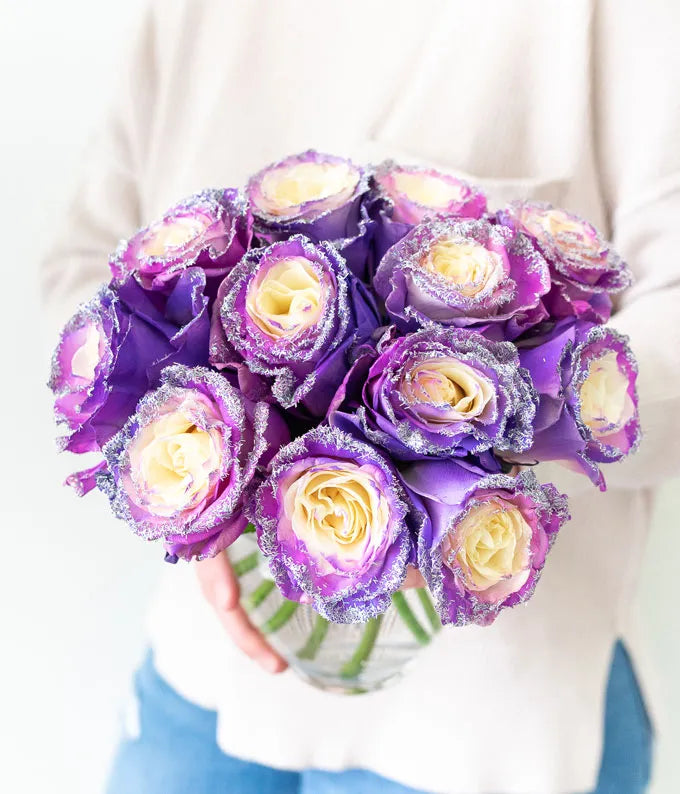 Purple Pastel Glitter Roses 