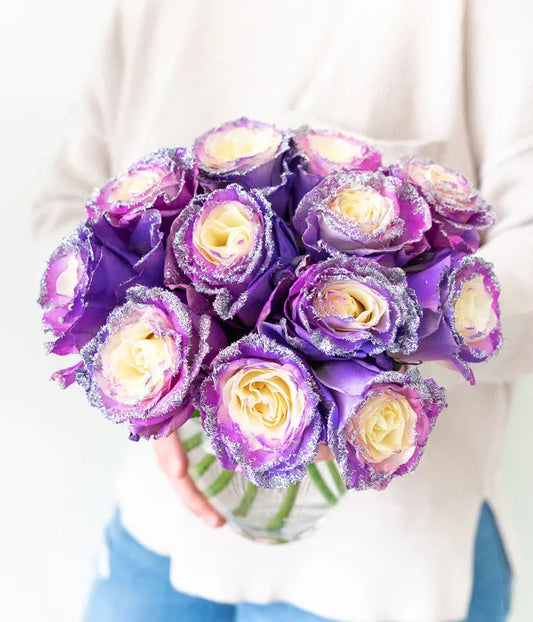 Purple Pastel Glitter Roses 