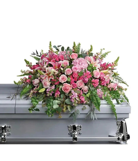 Pink Rose Remembrance Casket Spray 