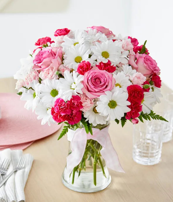 Pink And White Flowers Bouquet 
