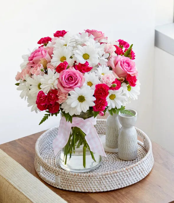 Pink And White Flowers Bouquet 