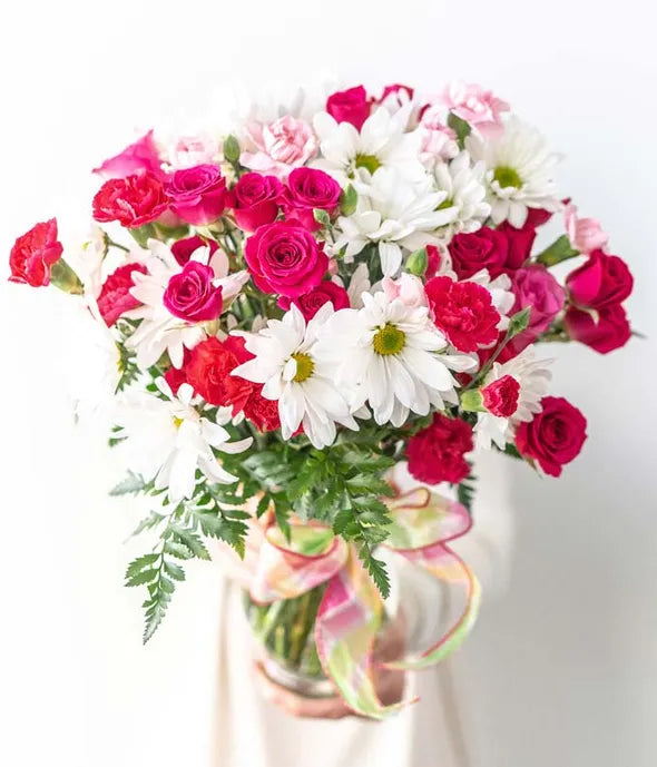 Pink And White Flowers Bouquet 