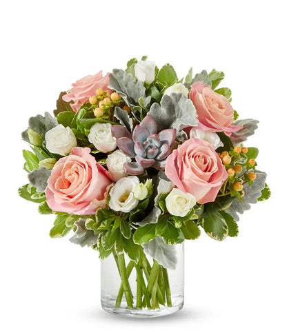 Soft Petals And Green Elegance Bouquet 