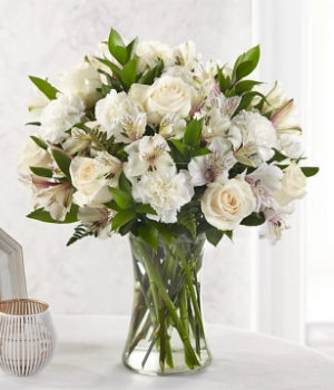 White condolence bouquet