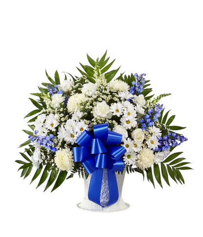 Blue & White Heartfelt Sympathy Floor Basket 